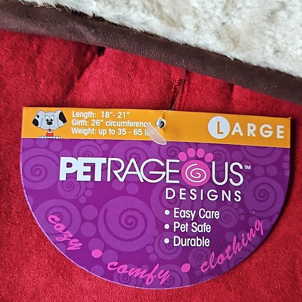 Petrageous 🎁Designs Red Sherpa Dog Jacket Size Large NWT